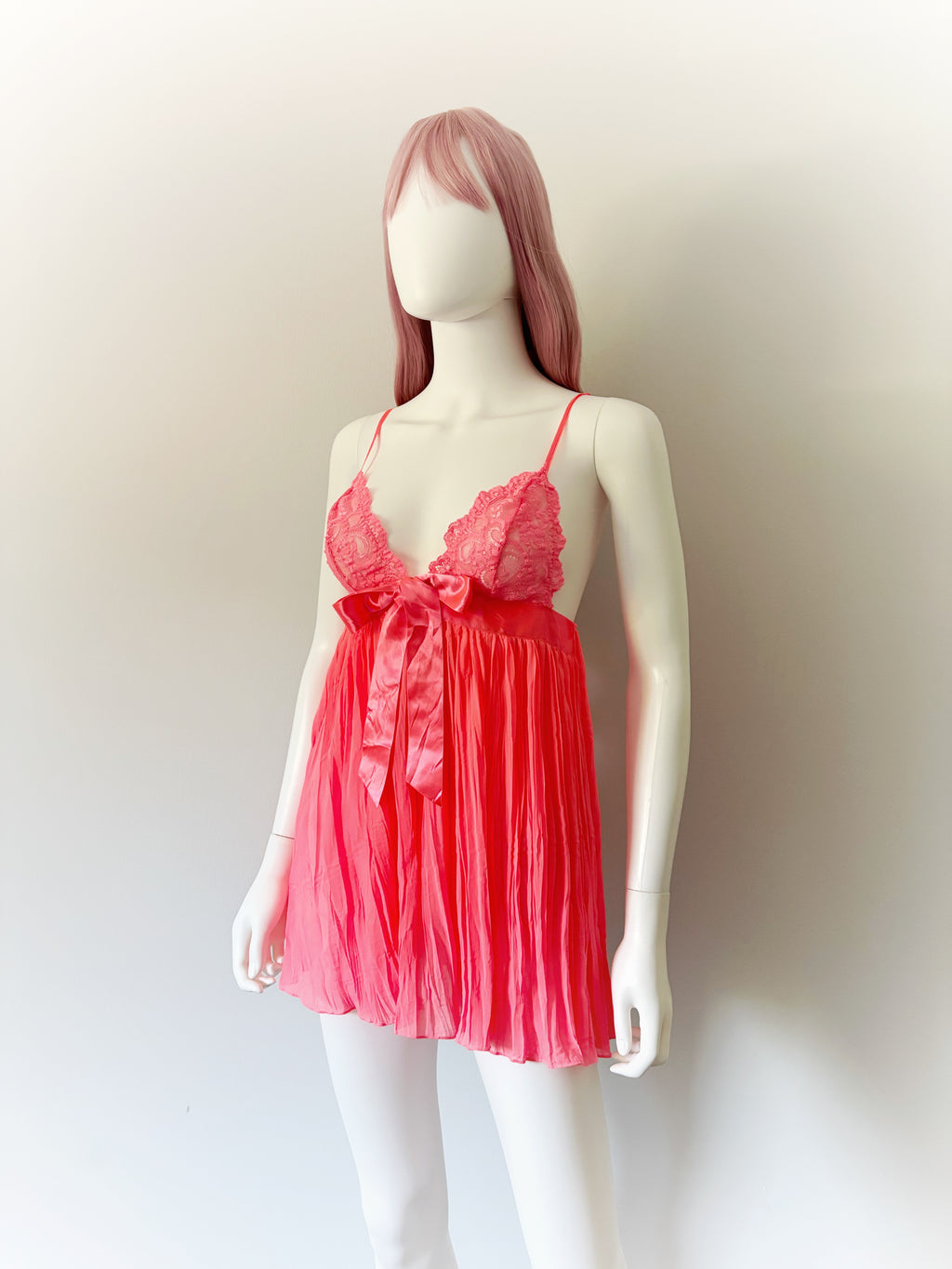 Neon Pink Babydoll Slip Dress