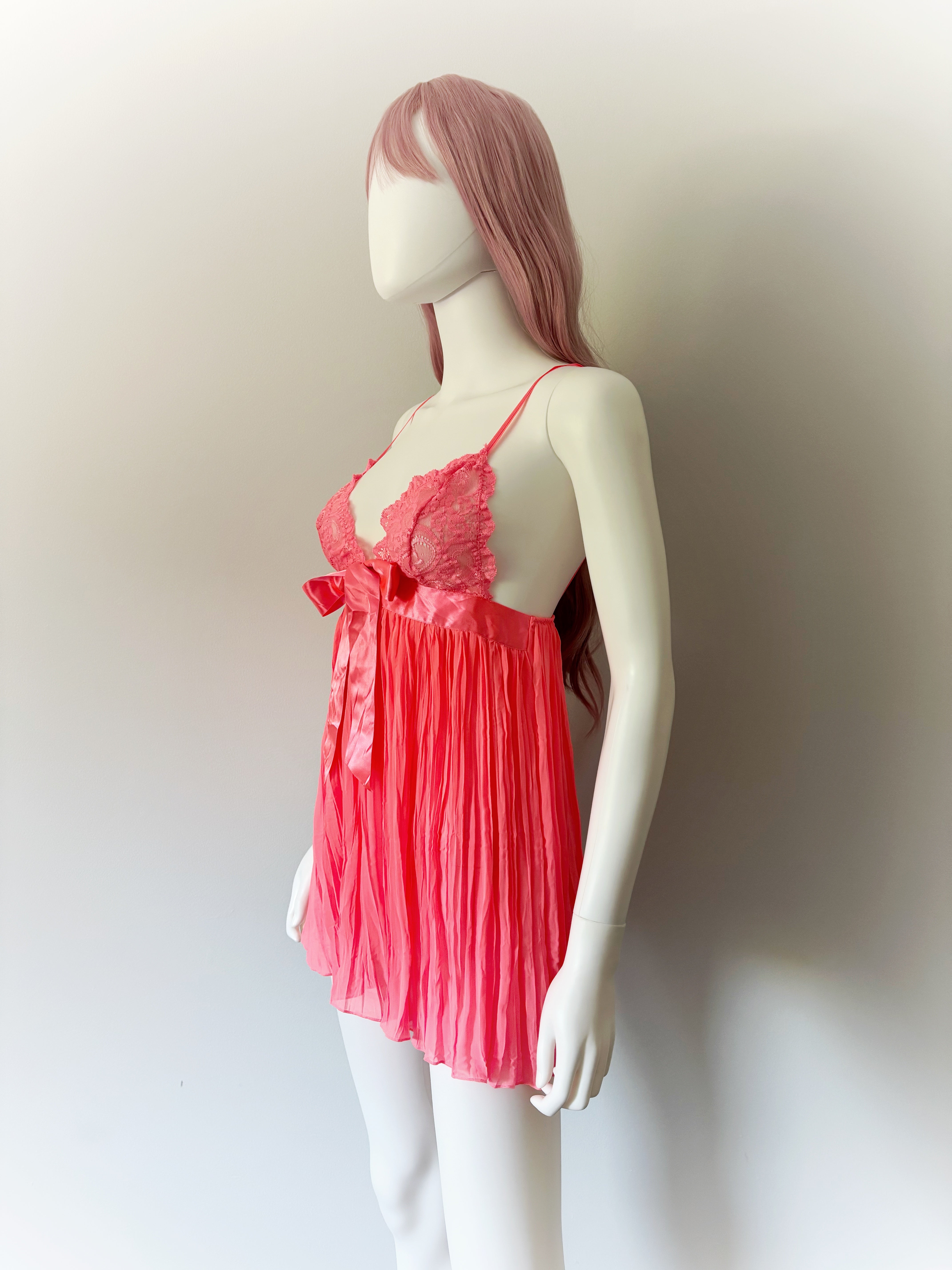 Neon Pink Babydoll Slip Dress