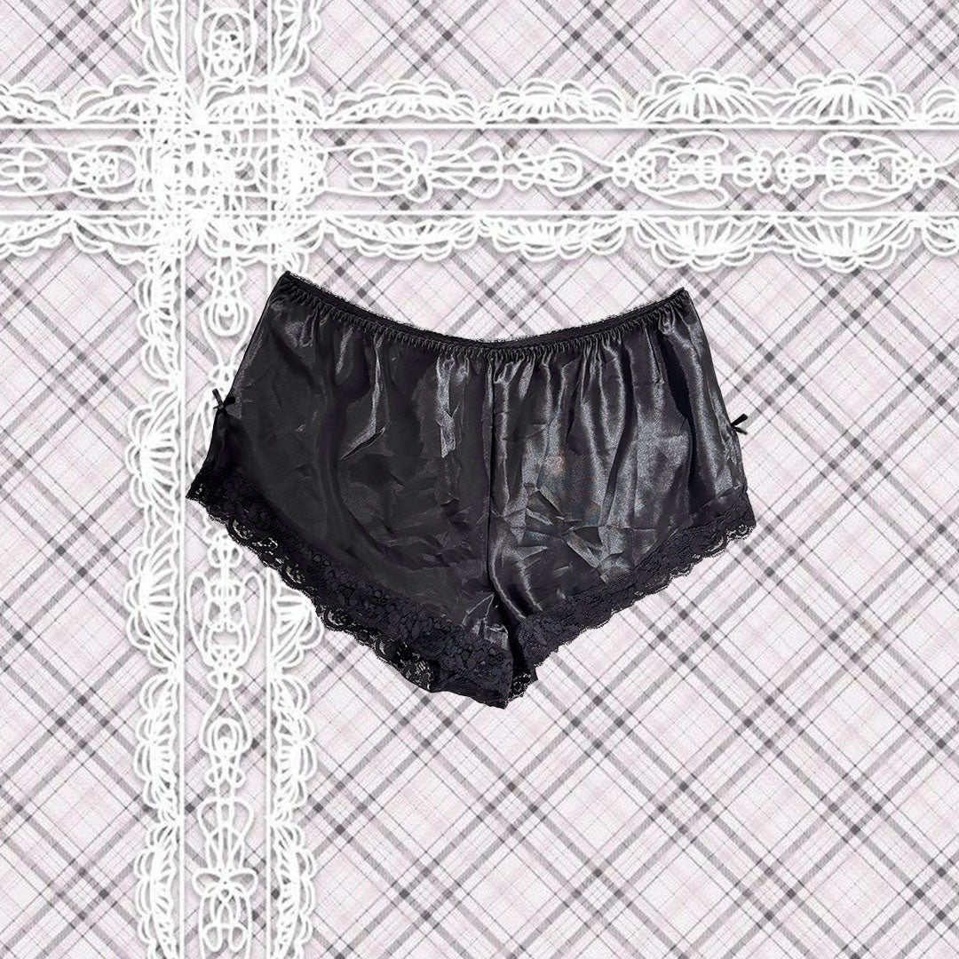 Black Silky Lingerie Bloomer Shorts