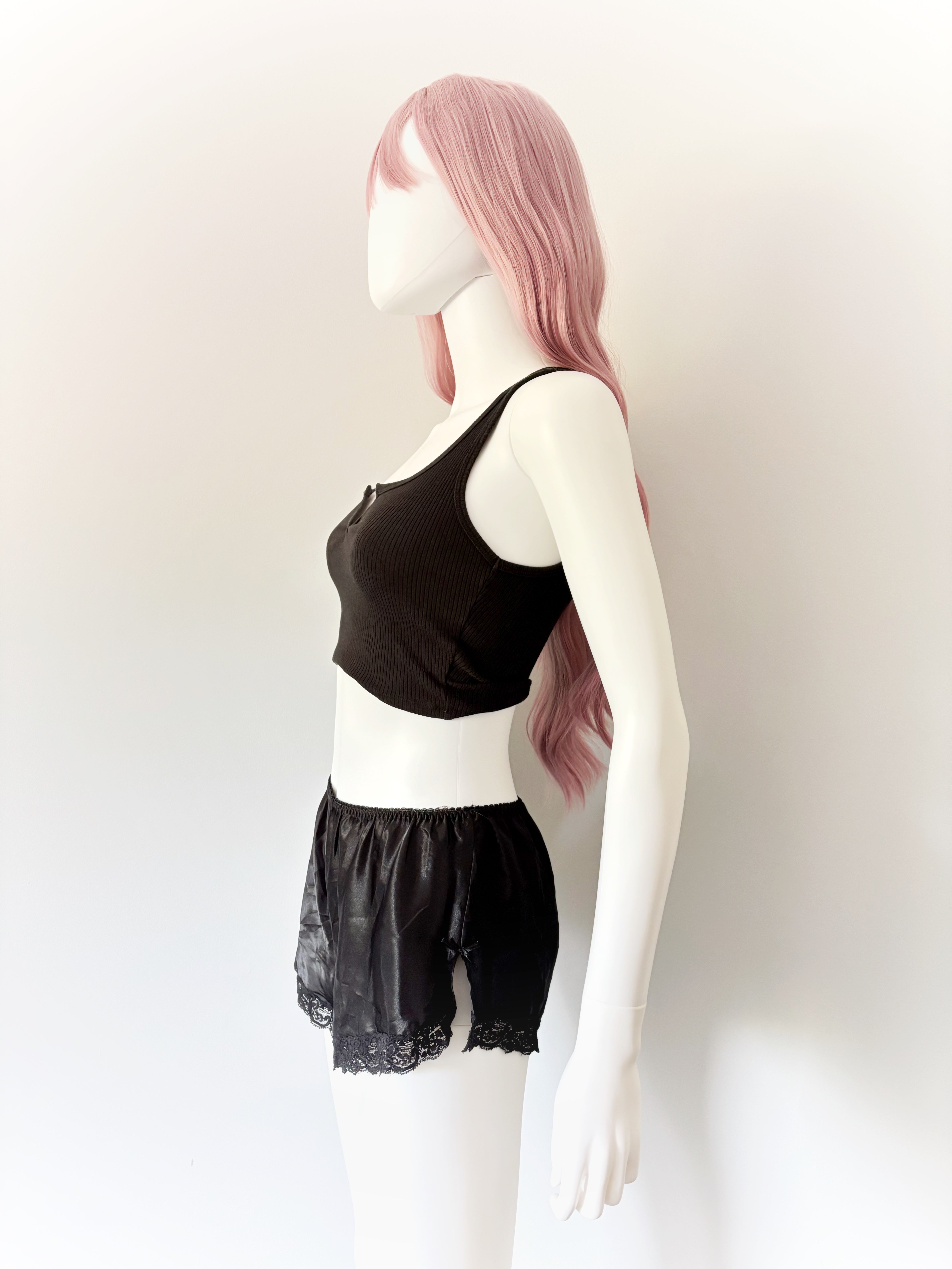 Black Silky Lingerie Bloomer Shorts