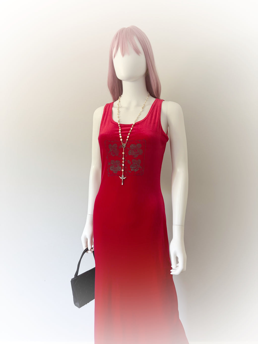 90s Red Velvet Slip Dress