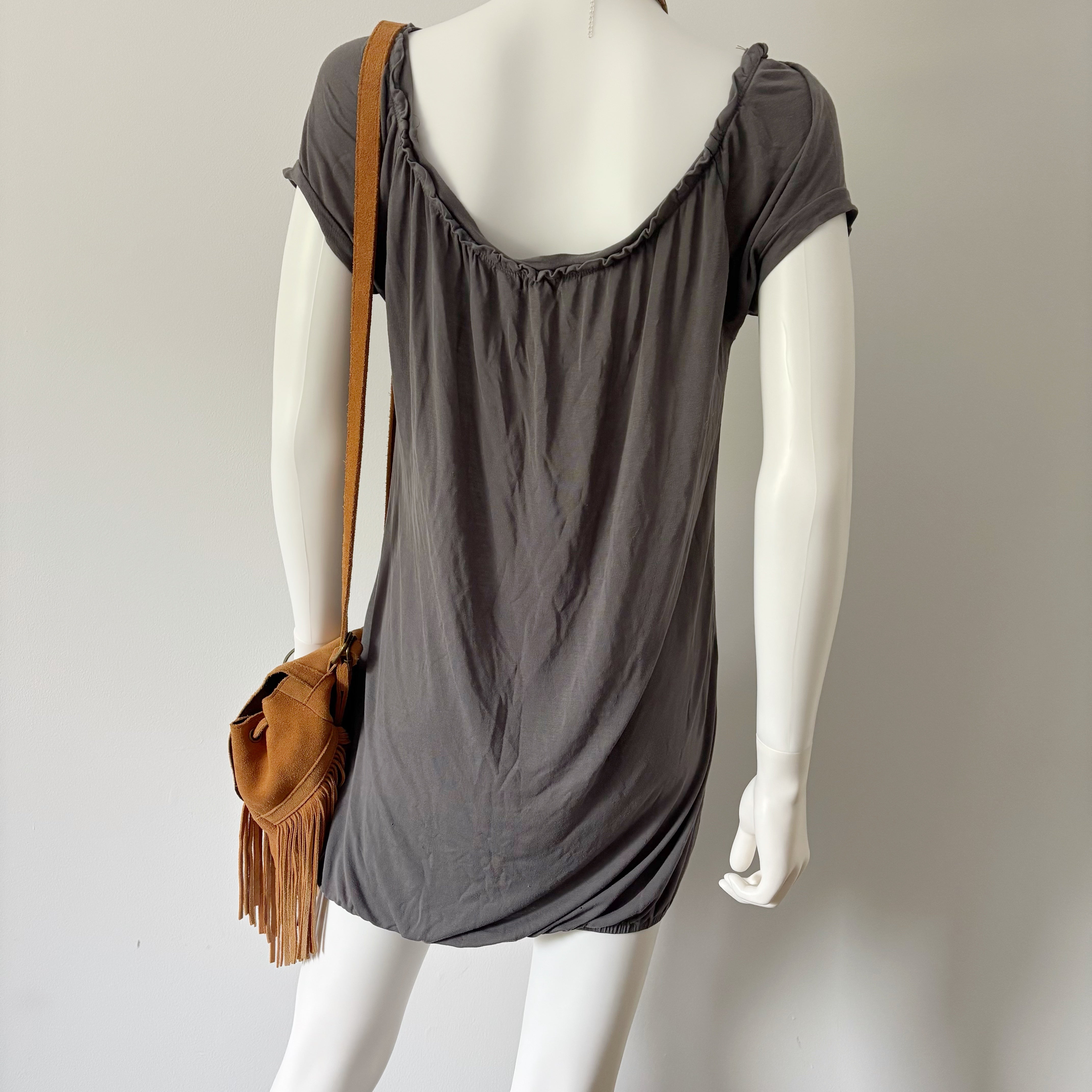 Grey Floral Off The Shoulder Dress