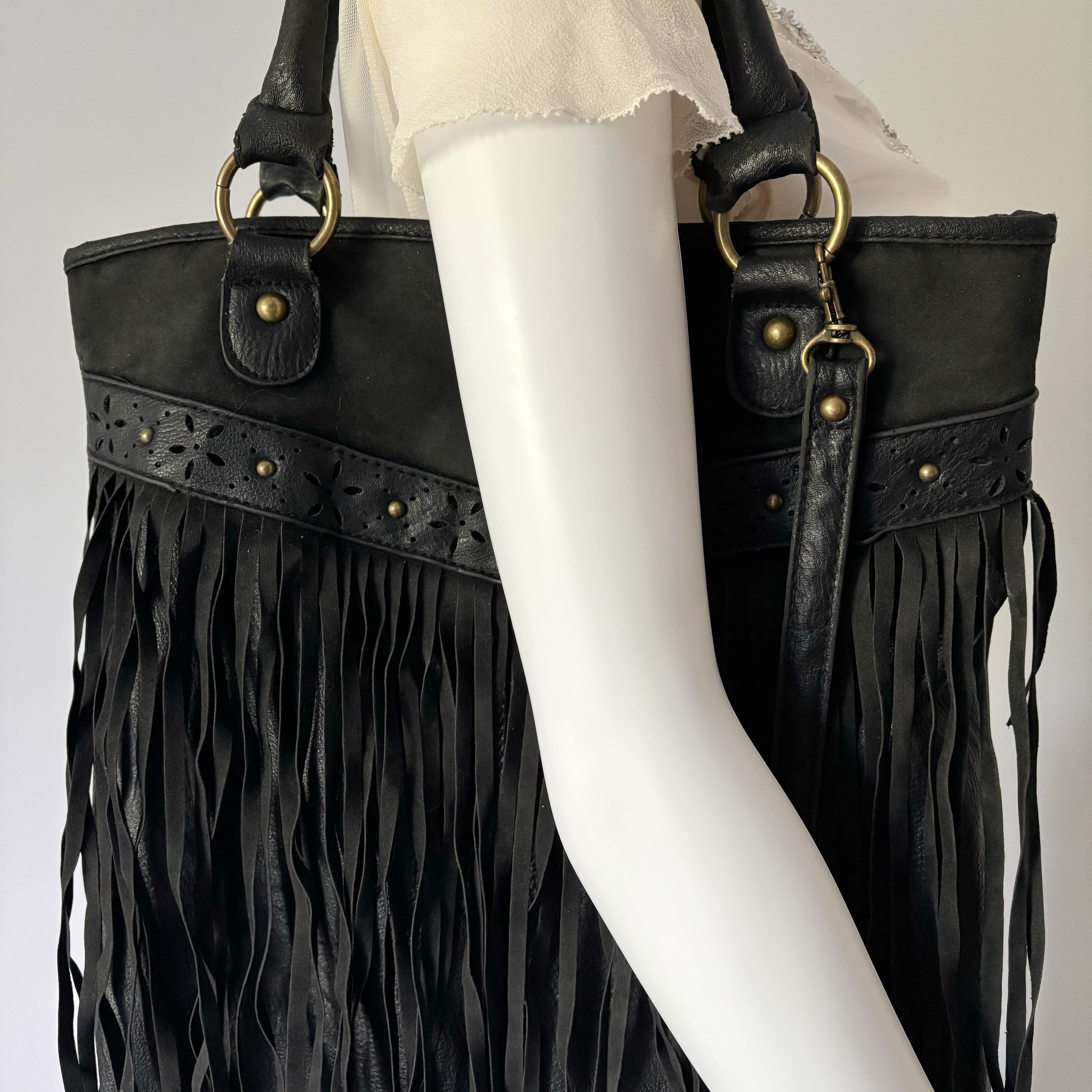 Faux Suede Fringe Bag