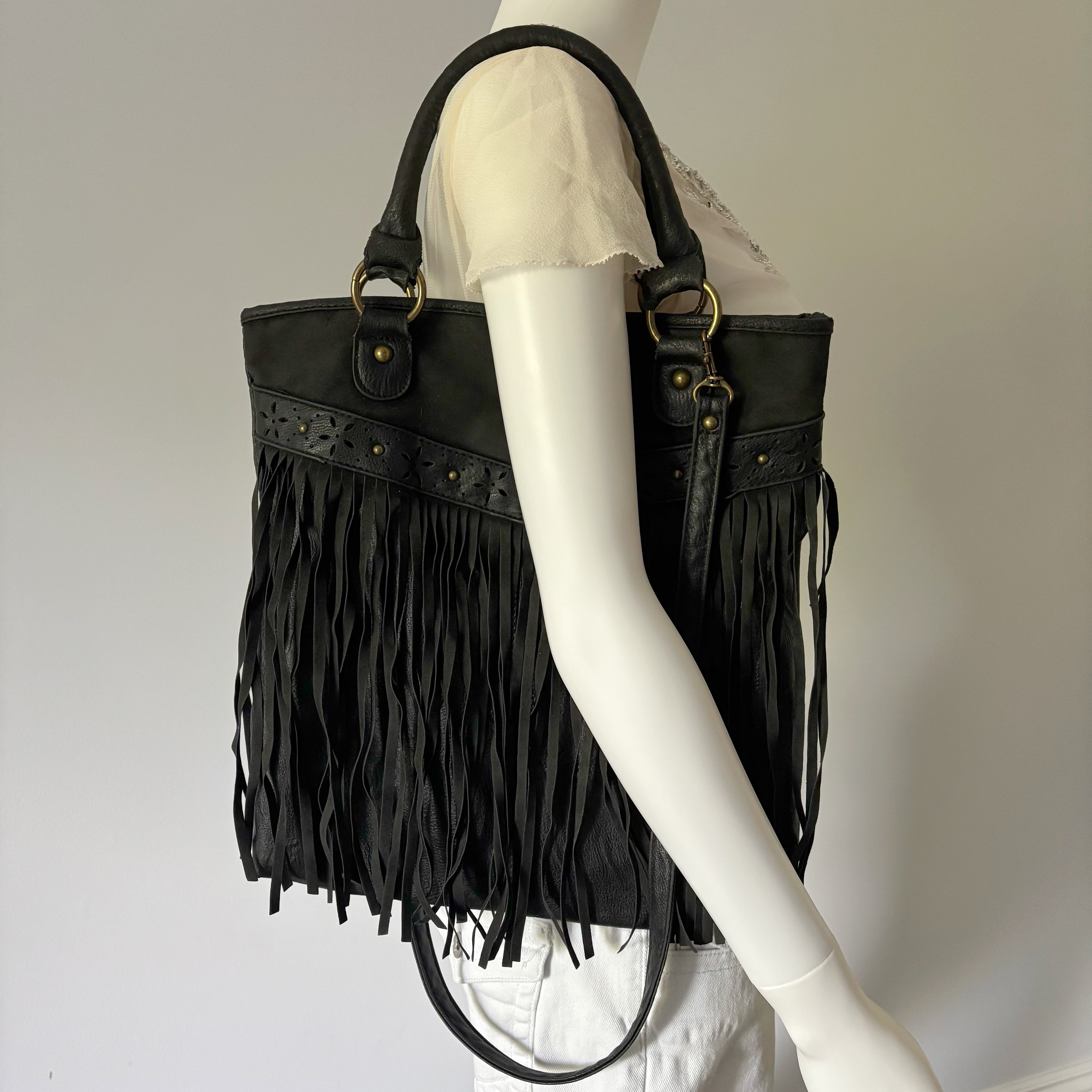 Faux Suede Fringe Bag