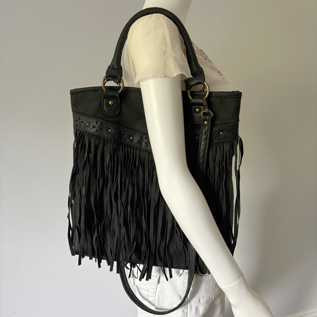 Faux Suede Fringe Bag