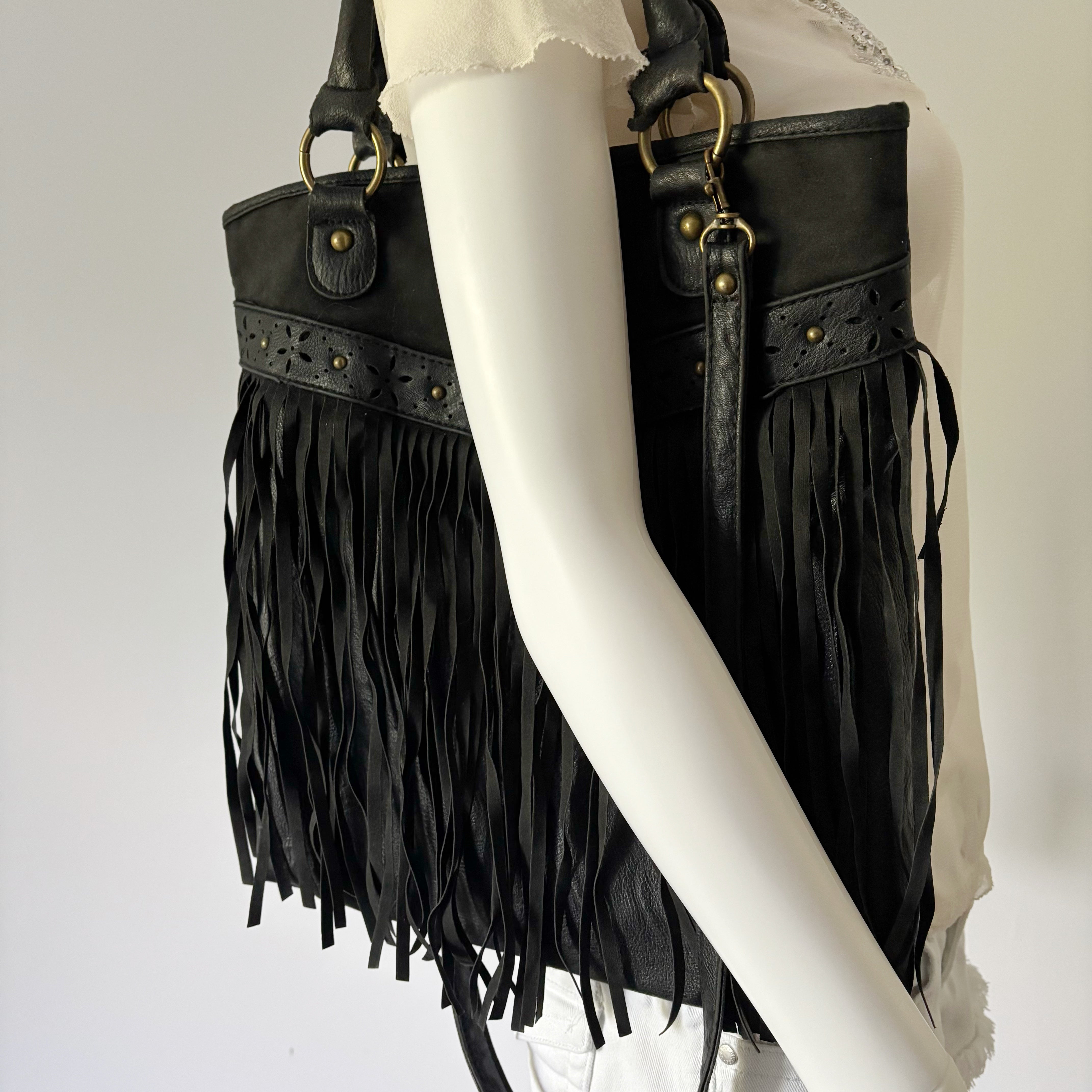 Faux Suede Fringe Bag