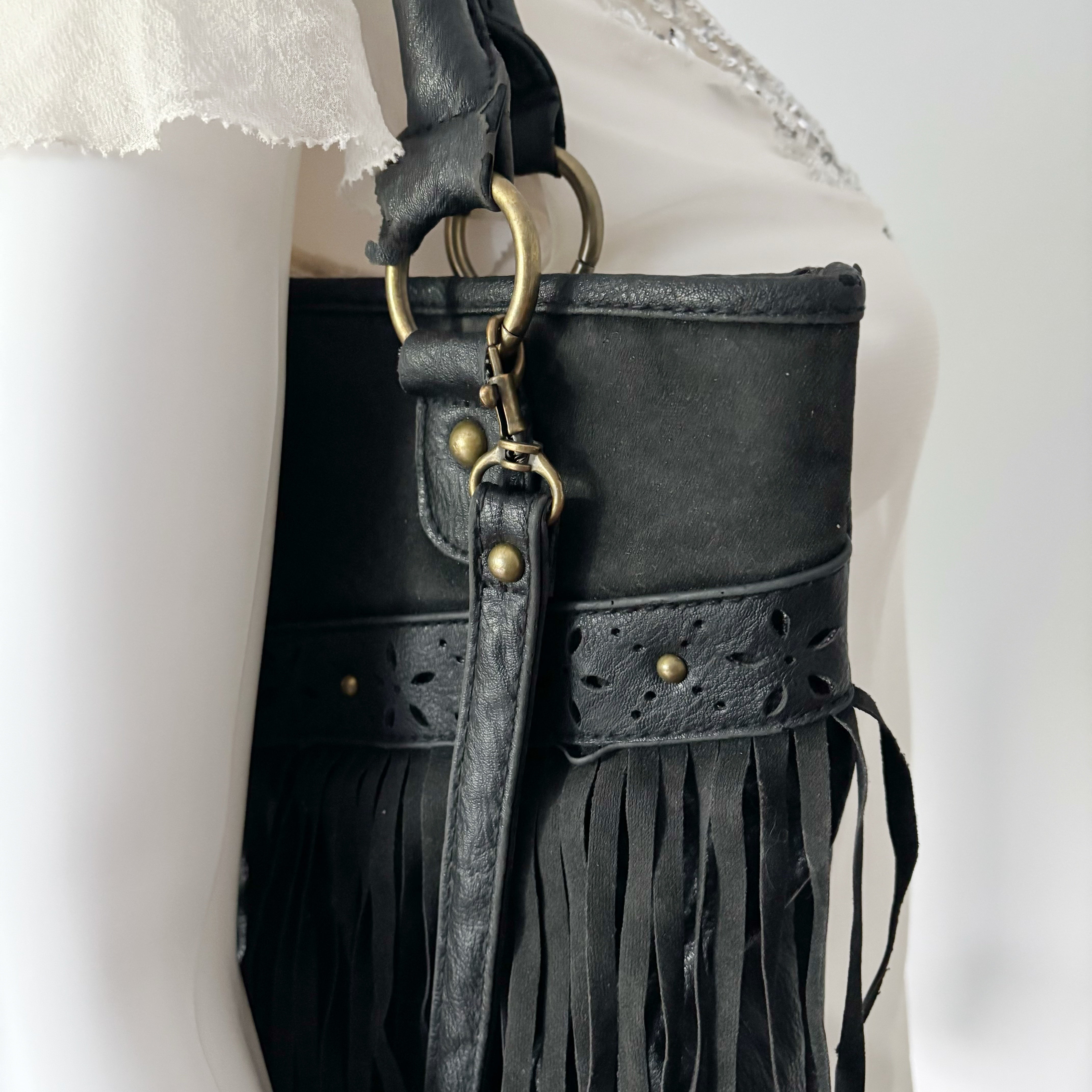 Faux Suede Fringe Bag